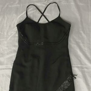 Black dress with handmade Sequin fringe